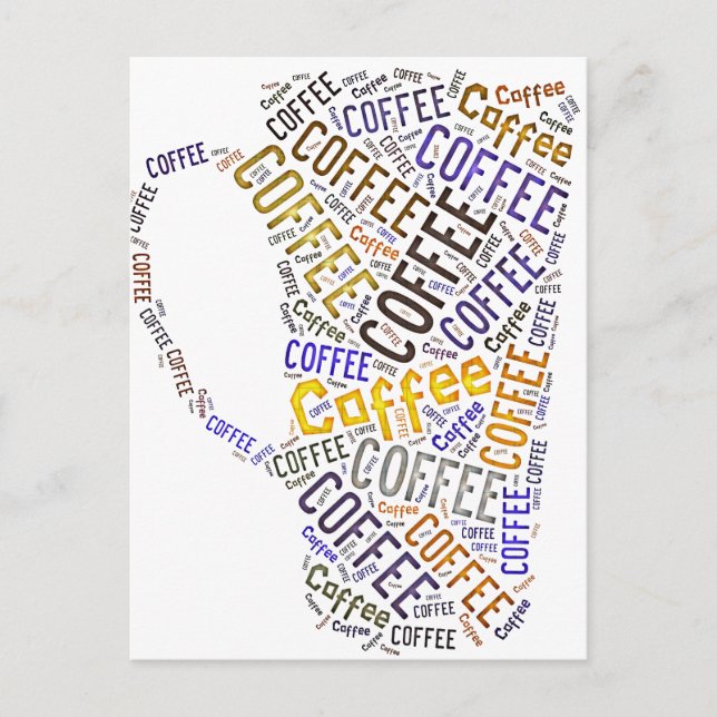 Coffee Mug Word Art Postcard (Front)