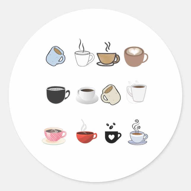 Coffee Mugs Designs Pattern Classic Round Sticker (Front)