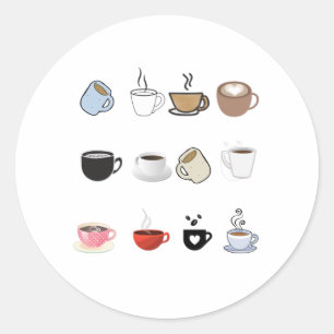 Coffee Mugs Designs Pattern Classic Round Sticker