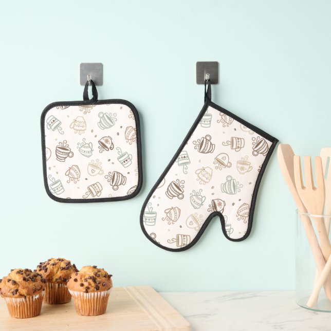 Coffee mugs oven mitt & pot holder set (Insitu(Hanging))