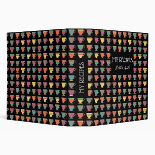 Coffee mugs, tea cups black modern recipe book binder