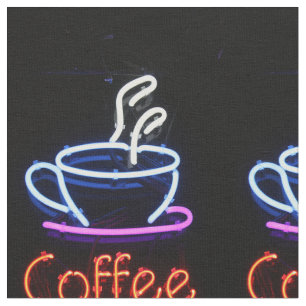 Coffee Neon Sign Coffee Cup And Text Fabric