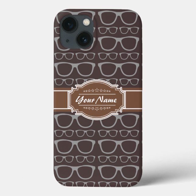 Coffee Nerd Hipster Glasses Personalized Case-Mate iPhone Case (Back)