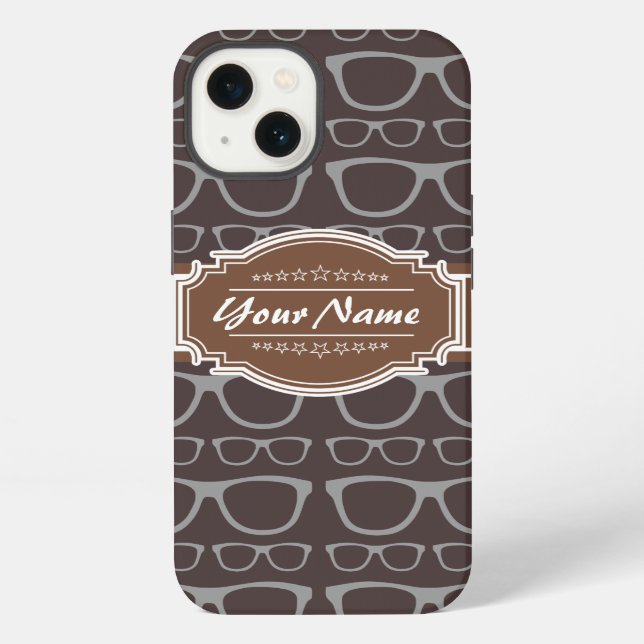 Coffee Nerd Hipster Glasses Personalized iPhone Case (Back)