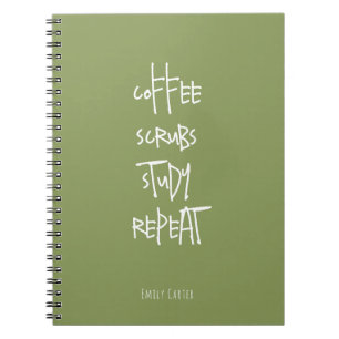 Coffee Nursing Student Study Minimalist Moss Green Notebook