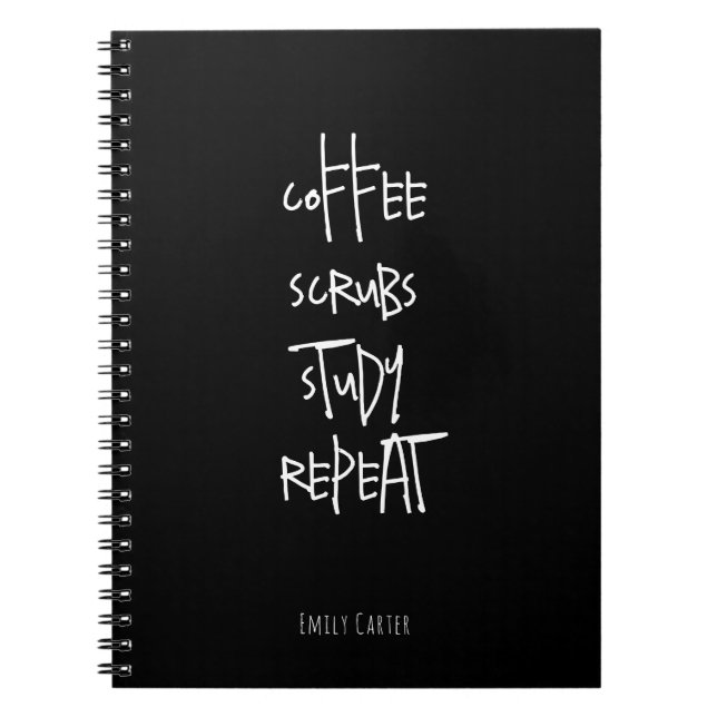 Coffee Nursing Student Study Minimalist Typography Notebook (Front)
