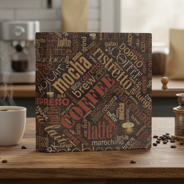 Coffee on Burlap Word Cloud Brown ID283 Binder (Creator Uploaded)
