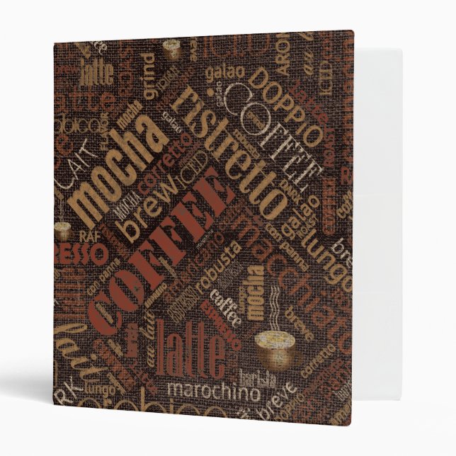 Coffee on Burlap Word Cloud Brown ID283 Binder (Front/Inside)