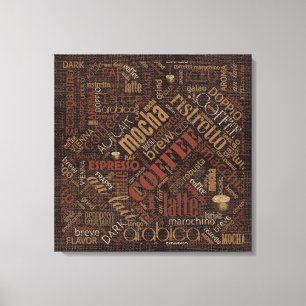Coffee on Burlap Word Cloud Brown ID283 Canvas Print