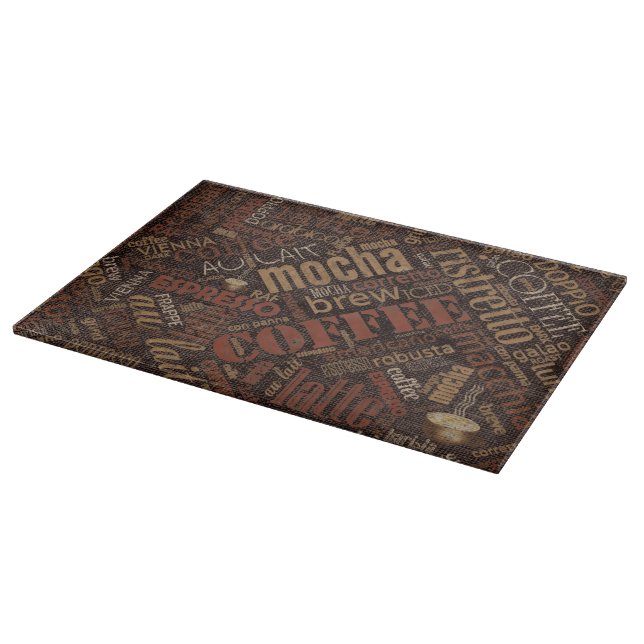 Coffee on Burlap Word Cloud Brown ID283 Cutting Board (Corner)