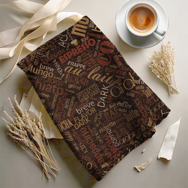 Coffee on Burlap Word Cloud Chestnut ID283 Fabric (Creator Uploaded)
