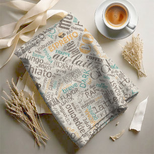 Coffee on Burlap Word Cloud Teal ID283 Fabric
