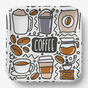 Coffee Paper Plates, Cafe Latte Espresso Party Plate