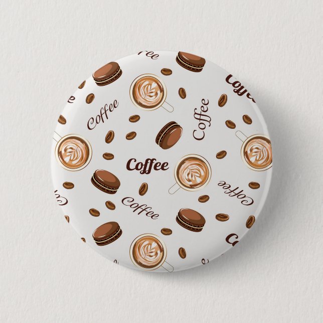 Coffee pattern 2 inch round button (Front)