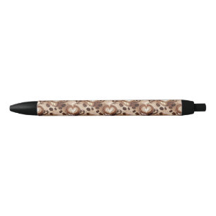 Coffee pattern black ink pen
