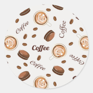Coffee pattern classic round sticker