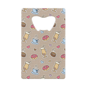 Coffee pattern credit card bottle opener