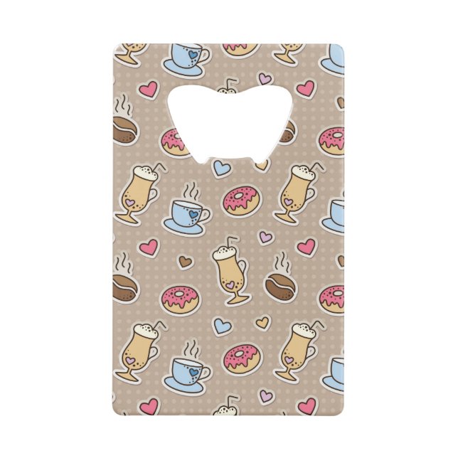 Coffee pattern credit card bottle opener (Front)