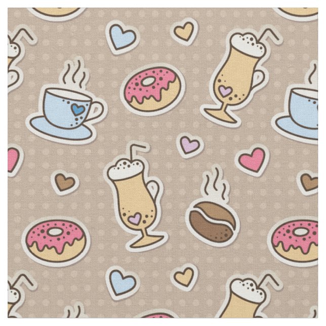 Coffee pattern fabric (Close Up)