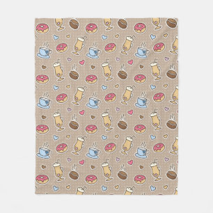 Coffee pattern fleece blanket