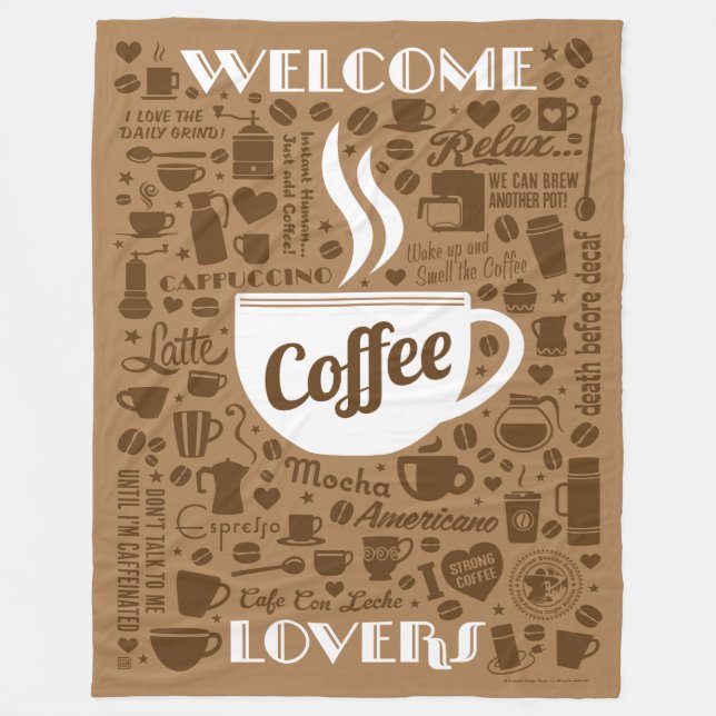Coffee Pattern Fleece Blanket (Front)