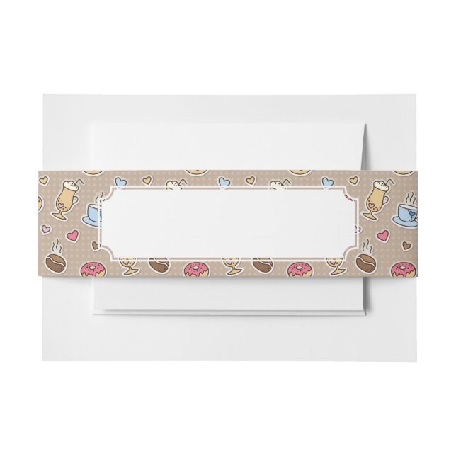 Coffee pattern invitation belly band (Front Example)