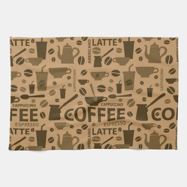 Coffee pattern kitchen towel (Horizontal)