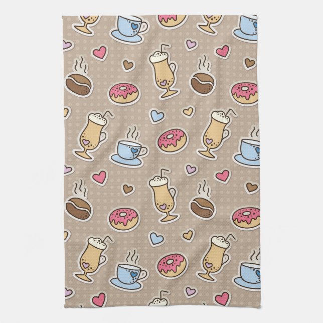 Coffee pattern kitchen towel (Vertical)