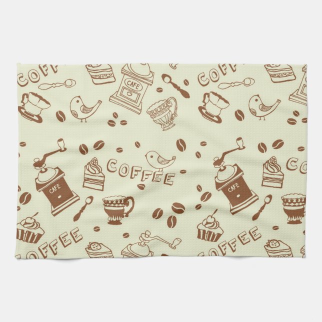 Coffee pattern kitchen towel (Horizontal)