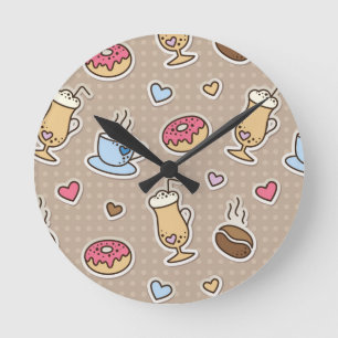 Coffee pattern round clock