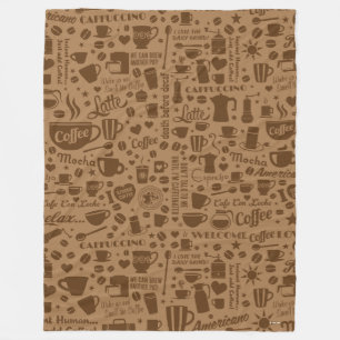 Coffee Pattern Square Fleece Blanket