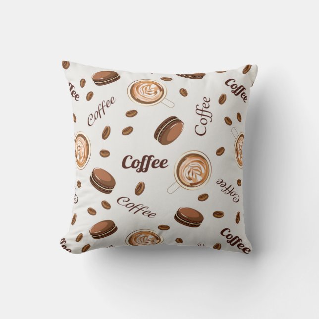 Coffee pattern throw pillow (Front)