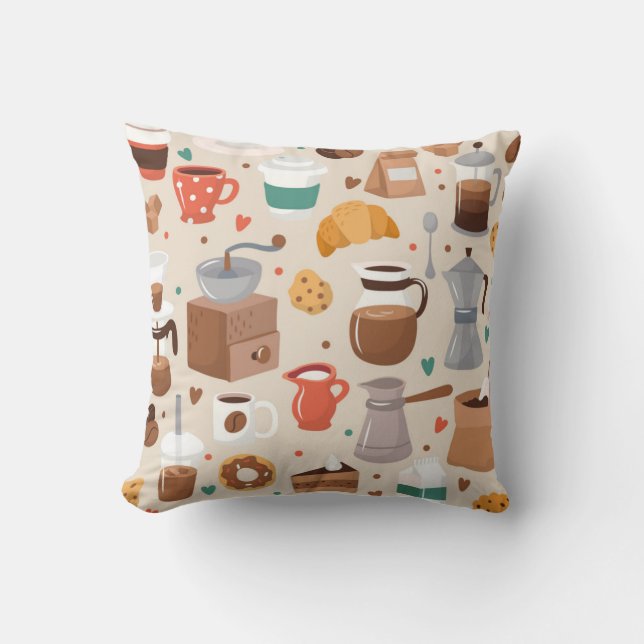 Coffee pattern throw pillow (Front)