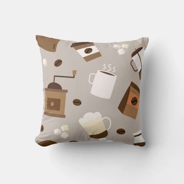 Coffee pattern throw pillow (Front)