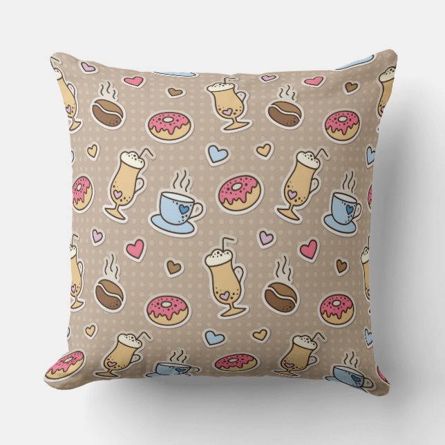 Coffee pattern throw pillow (Front)