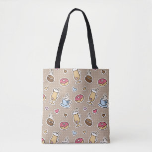 Coffee pattern tote bag