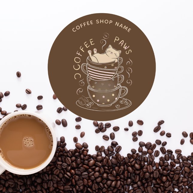 Coffee Paws mignon chat autocollant café (Créateur téléchargé)