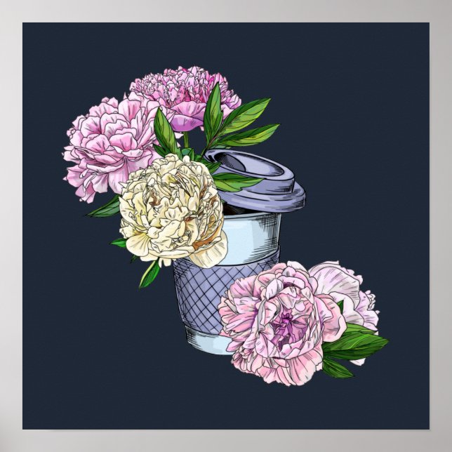 Coffee & Peonies Poster (Front)