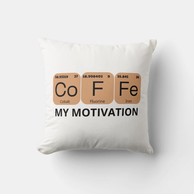 Coffee Periodic Table Element Throw Pillow (Front)