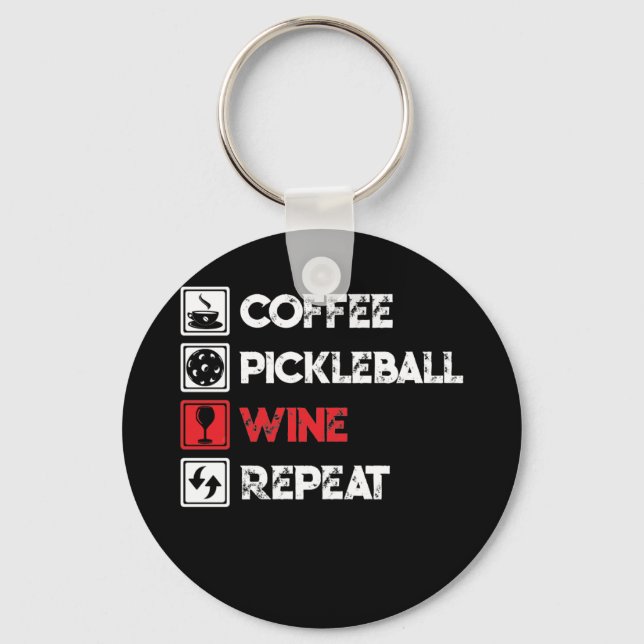 Coffee Pickleball Wine Repeat Keychain (Front)