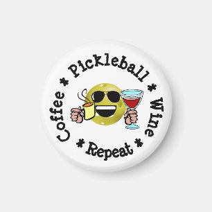 Coffee, Pickleball, Wine, Repeat Pickleball Addict Magnet