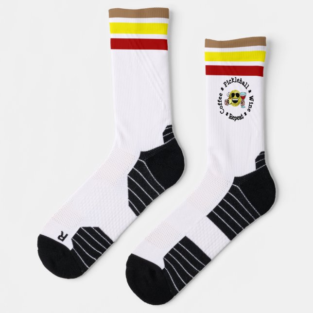Coffee, Pickleball, Wine, Repeat Pickleball Addict Socks (Left)