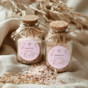 Coffee Pink Bow Cafe Bebe Girl Baby Shower Decor Classic Round Sticker