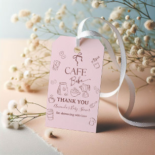 Coffee Pink Bow Cafe Bebe Girl Baby Shower Decor Gift Tags