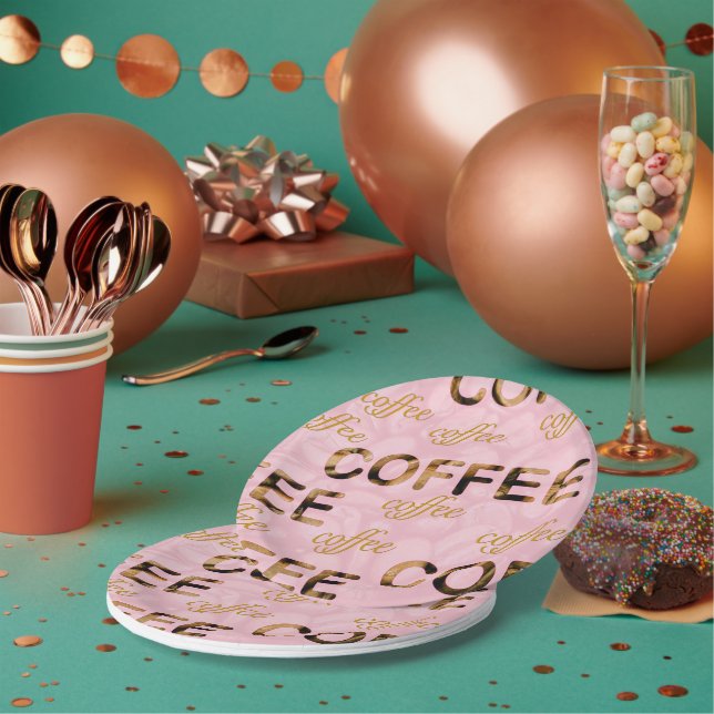 Coffee pink gold    paper plate (Multi)