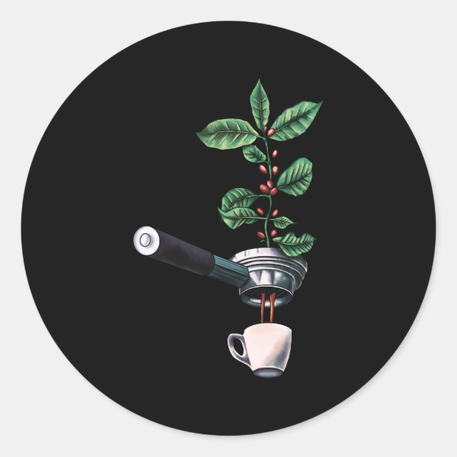 Coffee Plant Espresso Barista Classic Round Sticker (Front)