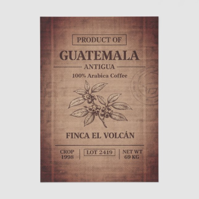 Coffee Plantation Burlap Trade Sack FD4 Decoupage Tissue Paper (Front)