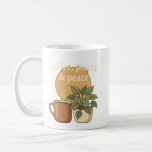 Coffee, Plants & Peace Cozy Aesthetic Coffee Mug