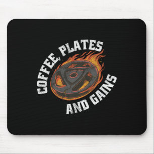 Coffee Plates Gains Gym Outfit Weightlifting Worko Mouse Pad