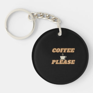 Coffee Please Retro Typography Caffeine Lover Art Keychain